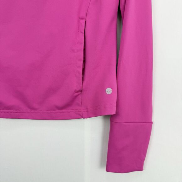 Apana Shirt Top Women’s Large Pink Yoga Long Sleeve Thumb Holes 3/4 Zip - Picture 15 of 16